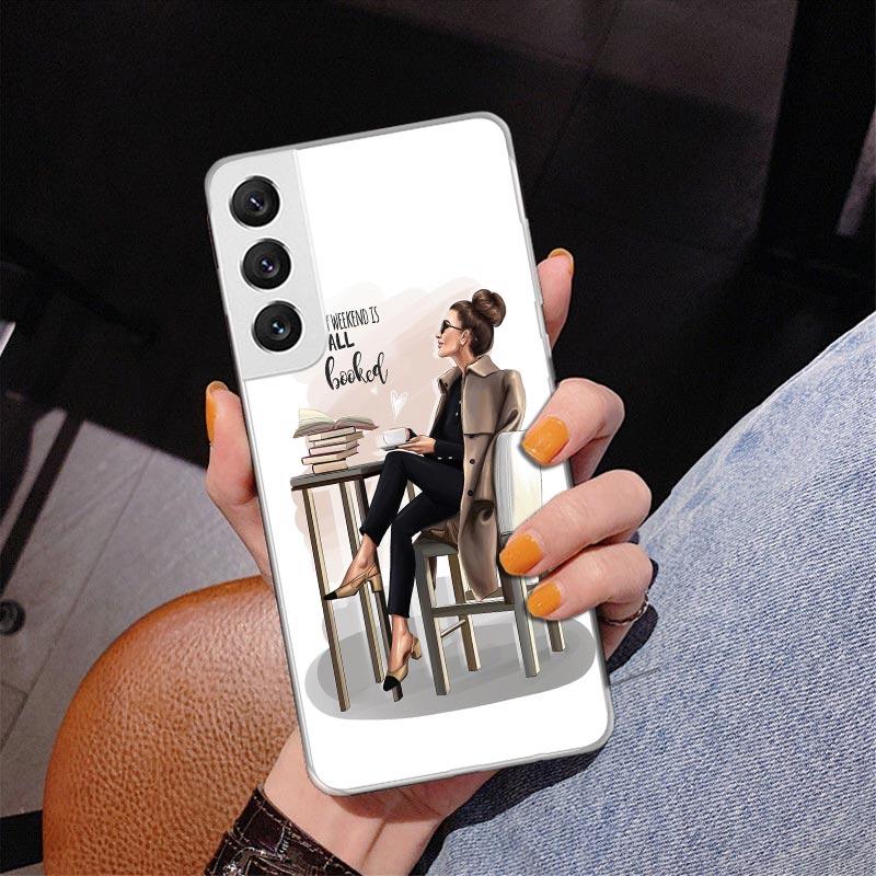 Чехол для телефона "Девушка-босс, женский, с кофе" для Samsung Galaxy S24 S25 Edge S26 Ultra S23 S22 S21 Plus S20 FE + Чехол с индивидуальной печатью