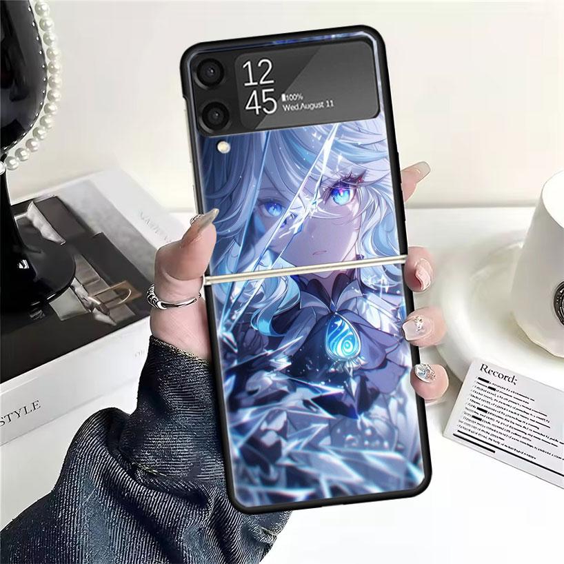 Чехлы Genshin Impact Furina для Samsung Galaxy Z Flip 4 5 6 7 3 Z Flip7 Flip6 Flip4 Flip5 Flip3 5G Жесткий противоударный чехол Fundas