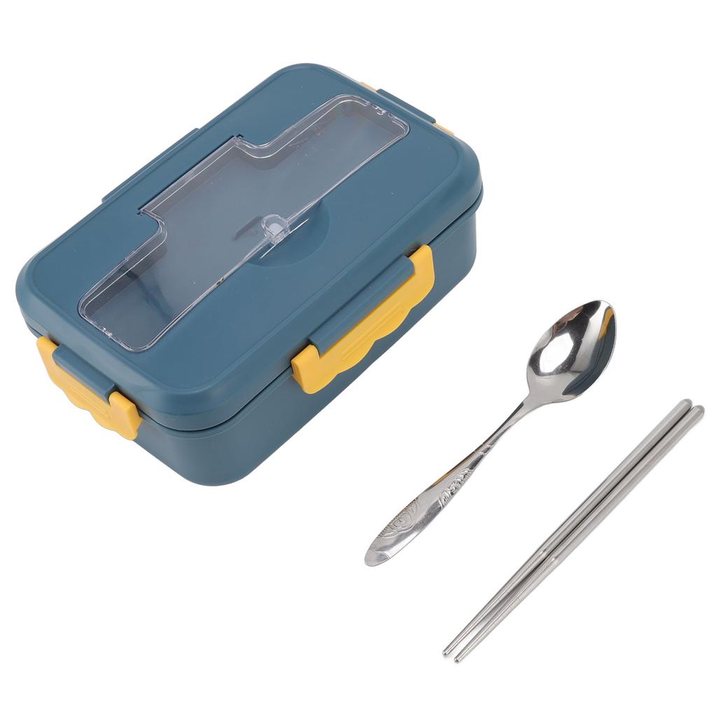 Bento Box Thermal Bento Lunch Box with Spoon and Chopsticks for Adults Kids Students(Elegant Blue