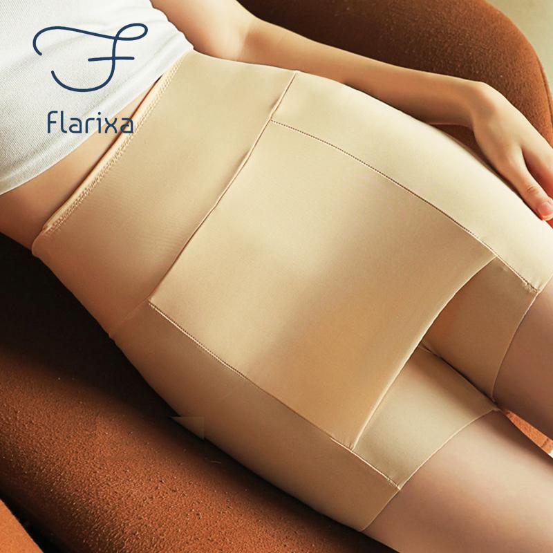 Flarixa Трусики с высокой талией, шорты-комбинации из ледяного шелка, непрозрачные боксеры, женское нижнее белье, двухслойные трусы, нижнее белье