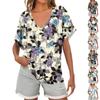 Womens Short Sleeve V-Neck Shirts Floral Print Loose Casual Basic Tees Summer Tops