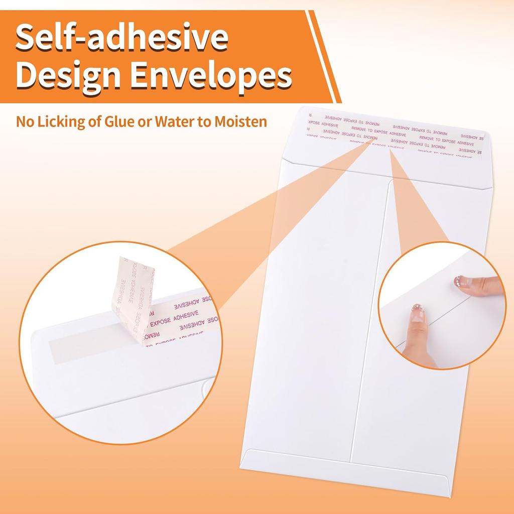 40 Pack Catalog Envelopes Self Seal, 6 x 9 Inches Catalog Mailing Envelopes,White Manila Envelopes for Mailing, Organize, Storage, Home, Office