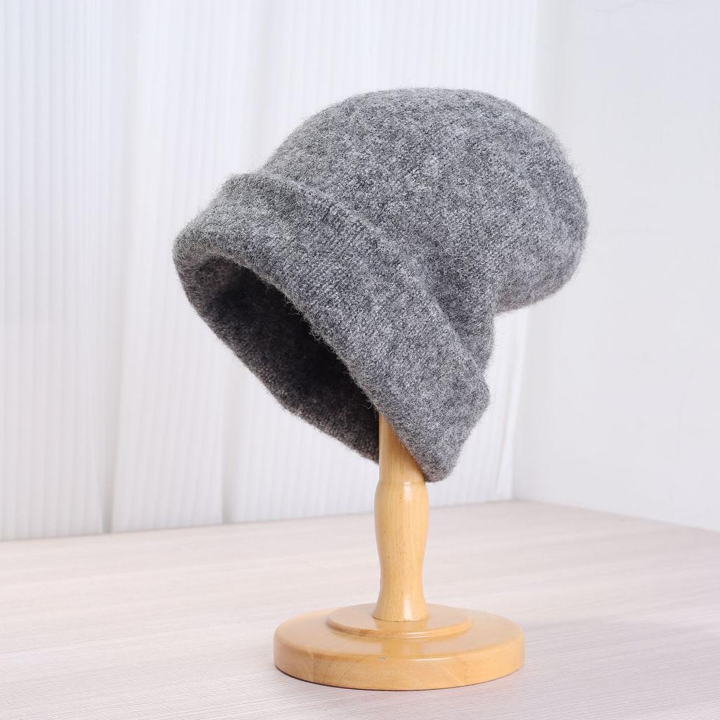 Confinement hat simple and versatile knitted wool hat children spring and autumn cold protection ear protection big head circumference warm p