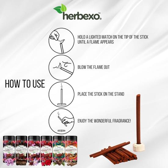 Herbexo Чистый Сандал (Чандан) Attar Dhoop Sticks | Стойкие величественные ароматы Ittar | 100% натуральный, без древесного угля
