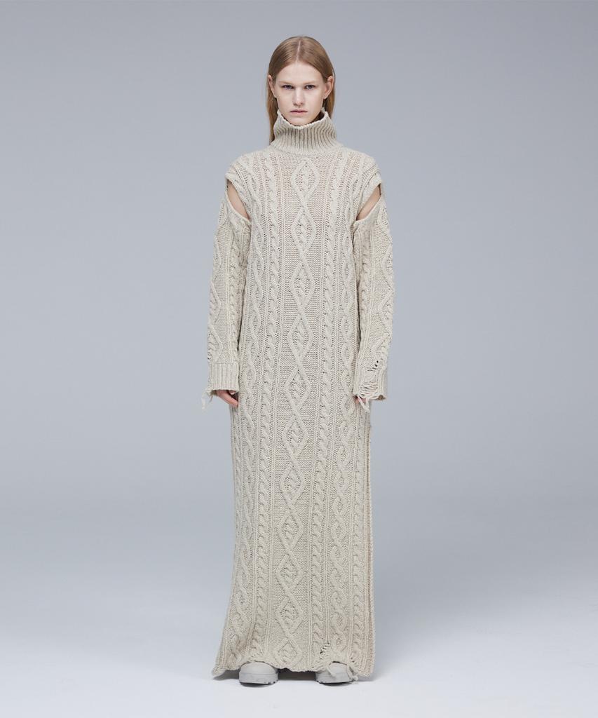 Meuameu Cable Destroyed Knit Dress