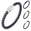 New Fashion Jewelry Bracelet Men Braided Leather Bangle Stainless Steel Charm Clasp Wristband Man Gift