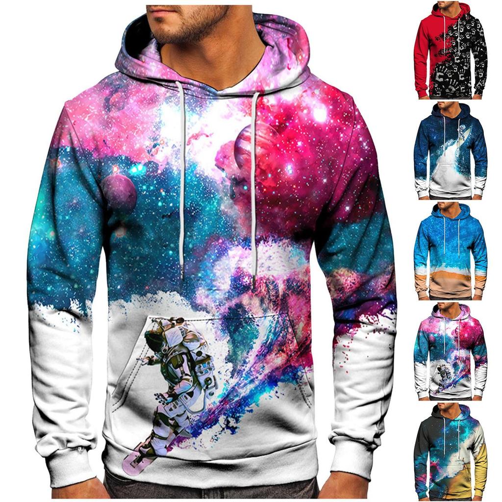 Men's Loose Printed Hooded Sweatshirt Men's Casual Fashion Sports Sweatshirt