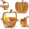 Collapsible Apple Shaped Bamboo Basket Kitchen Fruit Storage Centerpiece Decor
