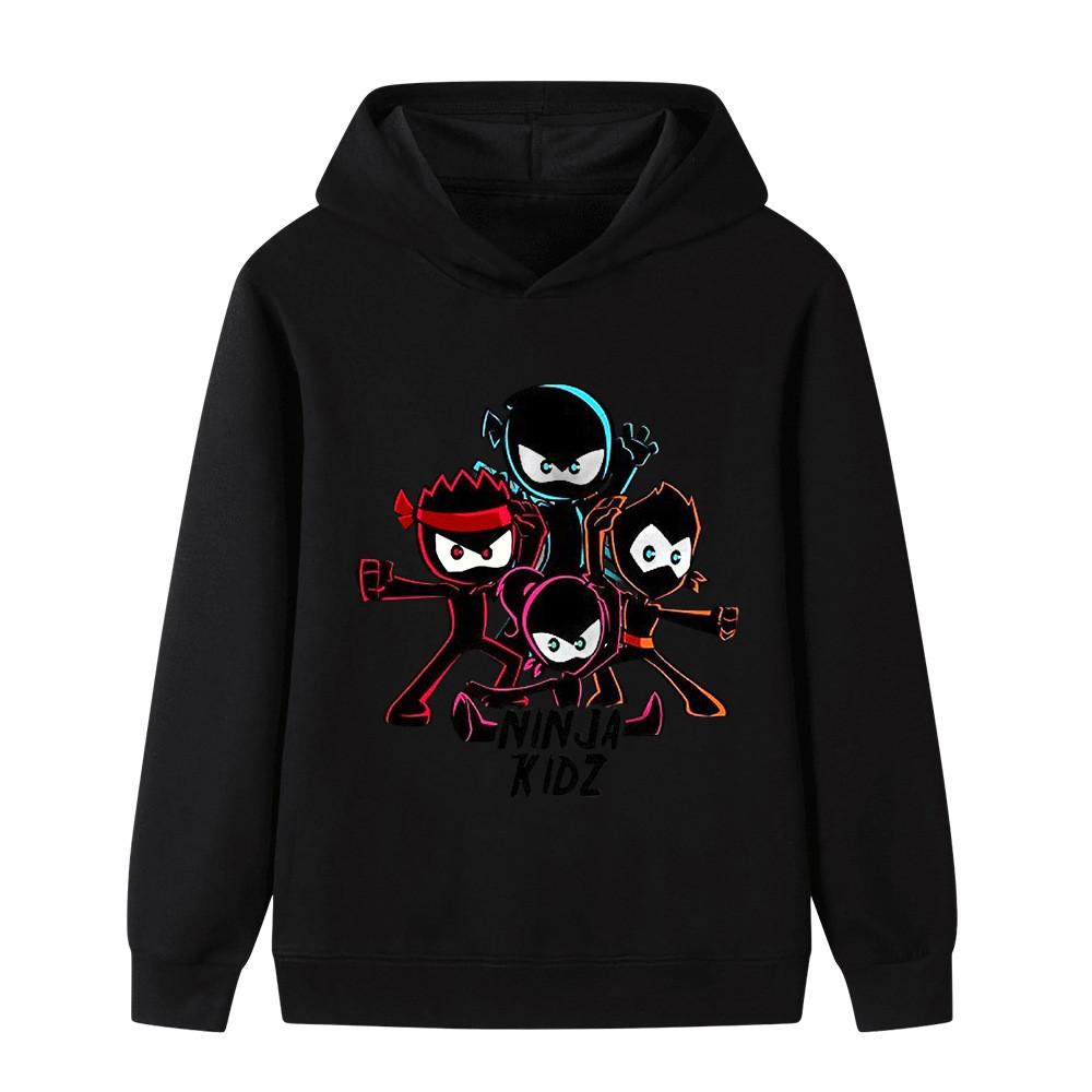 B1172 Детская толстовка с капюшоном для мальчиков и девочек NINJA KIDZ с аниме-принтом, повседневная, для улицы, с длинным рукавом