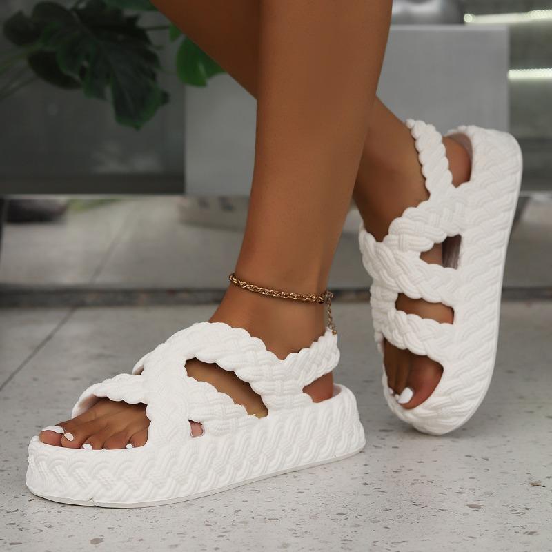 Женские сандалии модные круглые носки универсальные однотонные неглубокие слипоны продажа женская обувь открытый носок полые женские тапочки