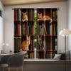 2pcs, Party Curtain Two Cats On a Bookshelf Blackout Polyester Birthday Party Suitable for Holiday Decorations Bedroom Decor