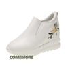 New High Heels Embroidered Shoes Casual Black Women's Sneakers Leisure Platform Shoes Slip-On Breathable Height Increasing Shoes