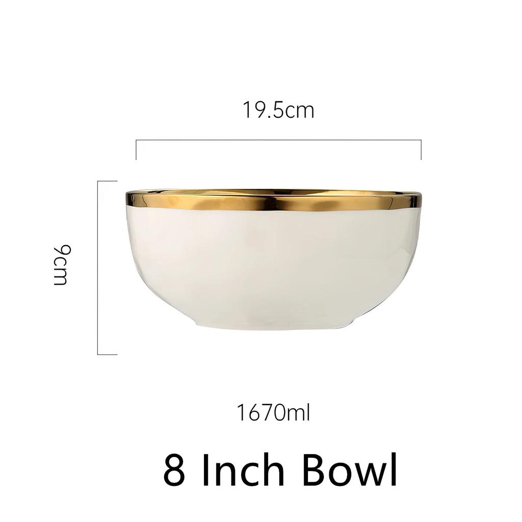 1pcs White Ceramic Plate Phnom Penh Tableware Salad Soup Bowl Food Dinner Dishes Wedding Decoration Dinnerware Household Kitchen