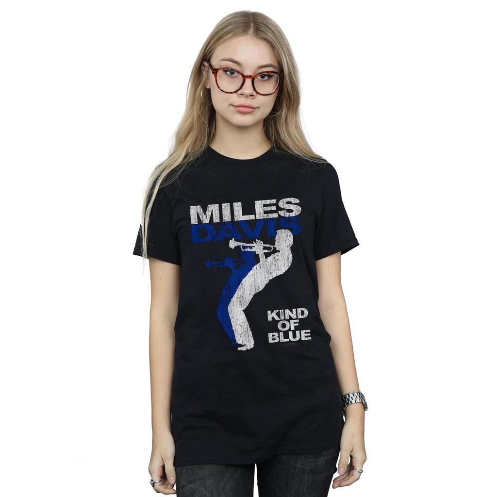 Miles Davis Womens/Ladies Kind Of Blue Distressed Cotton Boyfriend T-Shirt