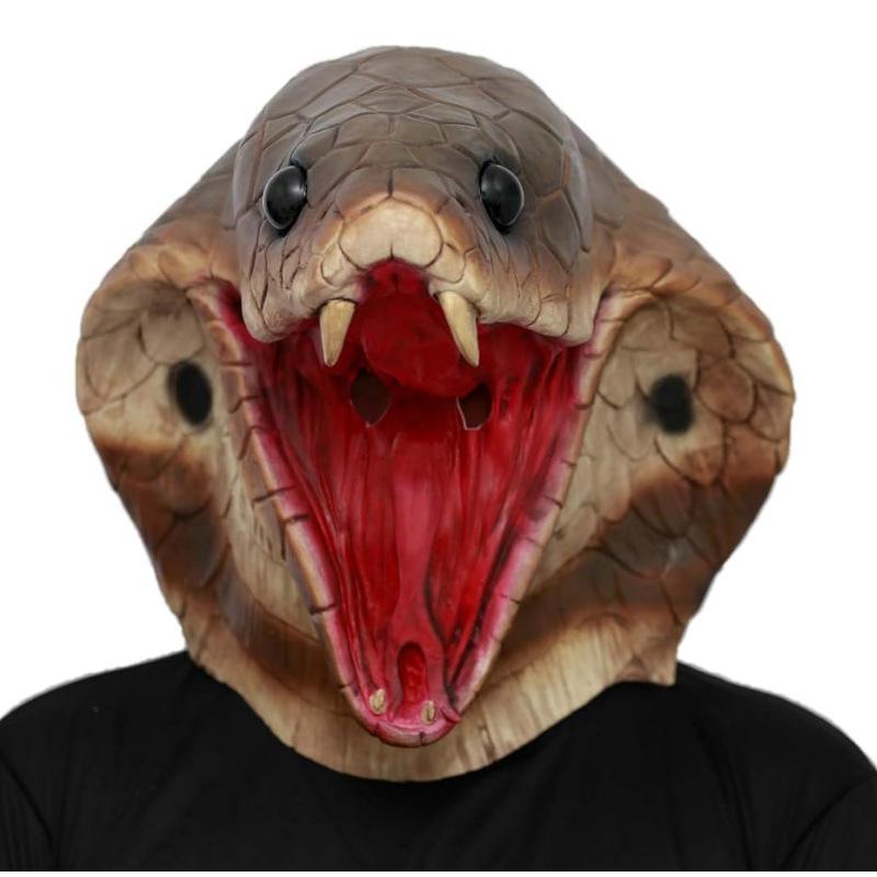 Halloween Animal Cobra Mask, Scary Snake Latex Headgear, Halloween Horror Realistic Animal Costume Prop