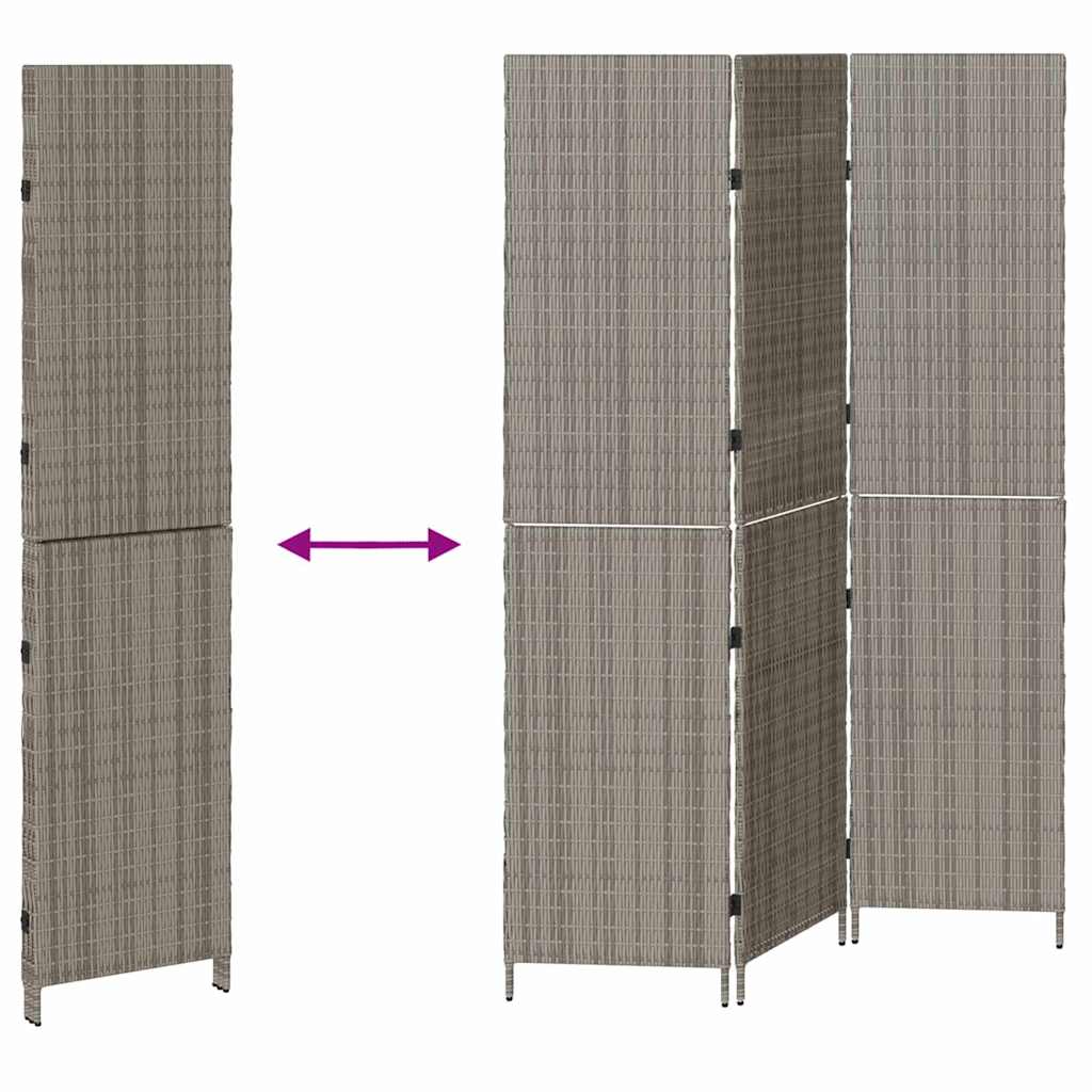 Room Divider Gray 146 x 180 cm Poly Rattan