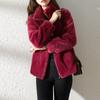 Women's Winter Thick Double Sided Velvet Stand Collar Warm Hoodie With Added Fleece