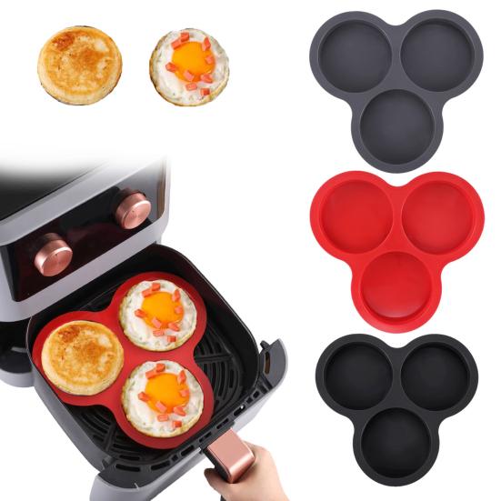 Silicone Cake Mold for Air Fryer 3 Cup Jumbo Round Muffin Top Pans BPA-Free Omelette Baking Mold for Egg Cakes Muffins Tarts Pancakes