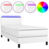 Vidaxl Łóżko Kontynentalne Z Materacem I Led, Biała Ekoskóra 90X190 Cm