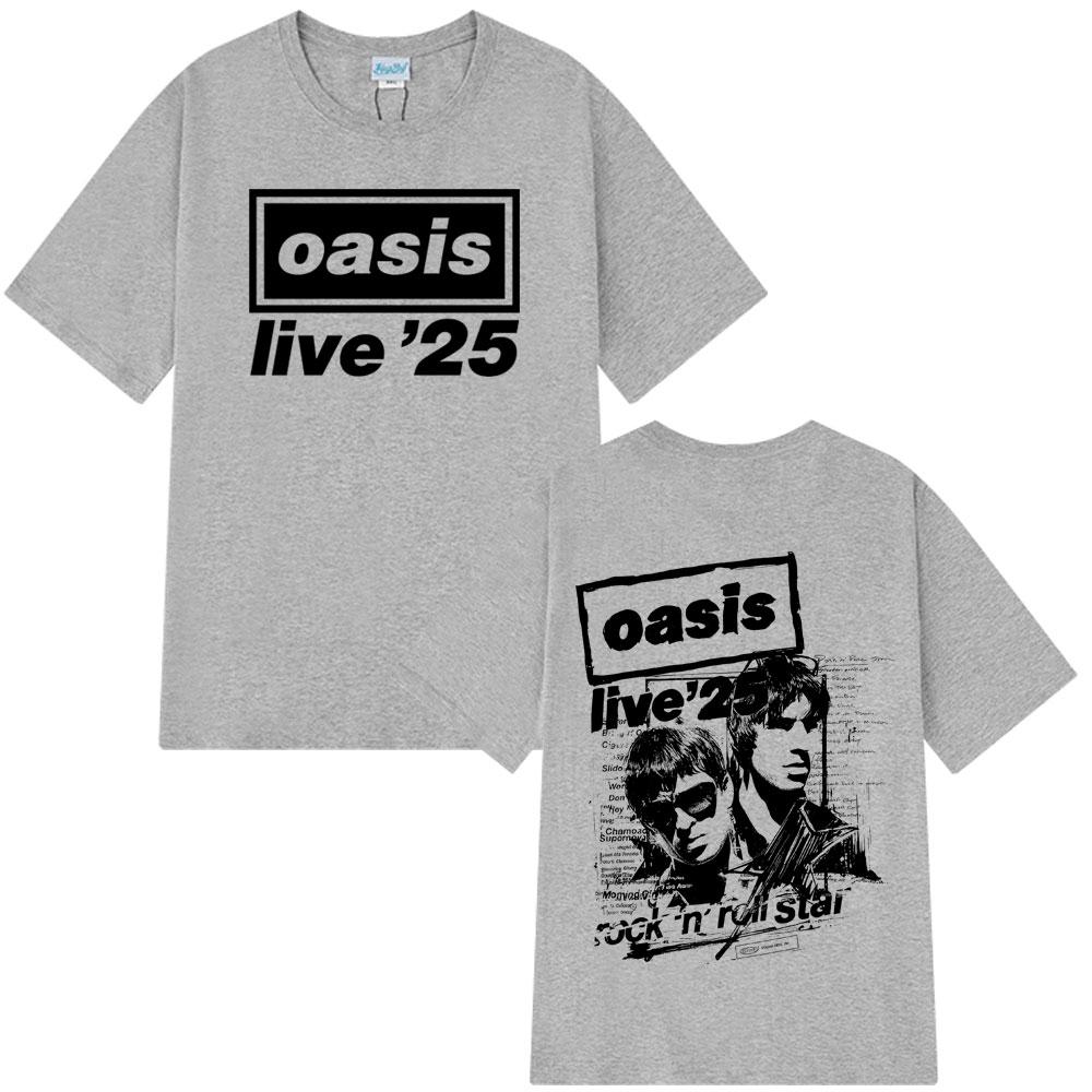2025 Summer OASIS Live Tour Vintage T-shirt Men Woman 100% Pure Cotton Printed T-shirt Loose Breathable T Shirts Fans Gift Y2k