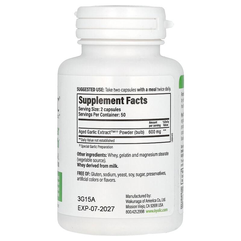Aged Garlic Extract, Cardiovascular, Original Formula 100, 100 Capsules (300 mg per Capsule)