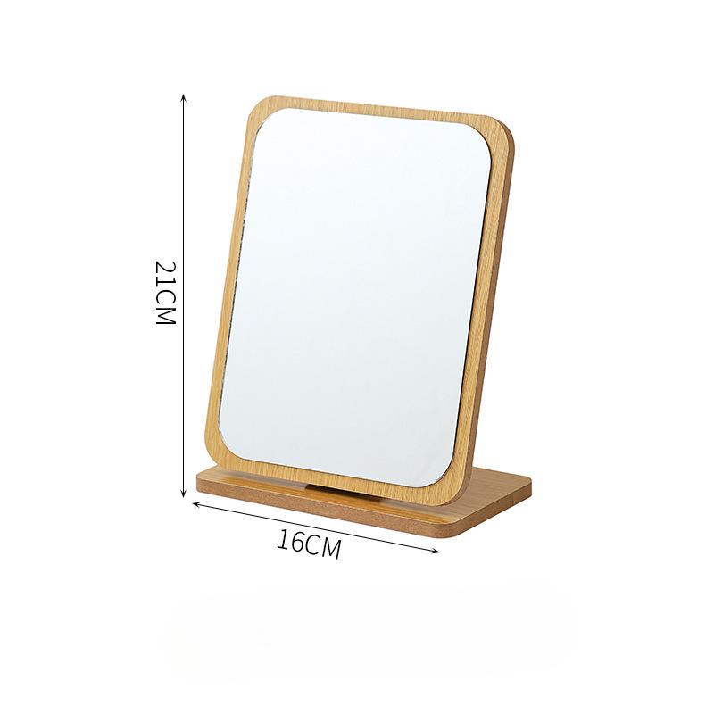 Wooden Makeup Mirror Rotating Desktop Makeup Mirror Desktop Student Dormitory Folding Makeup Mirror Portable
