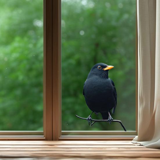 Large Crow Window Sticker Black Raven Bird on Branch PVC Decal Reusable Double-Sided Static Window Clings for Living Room Glass Door Window Decor