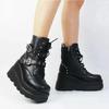Fashion Chunky Platform Super High Heel Y2K Shoes Women 2025 Winter Gothic Thick Bottom Black Ankle Boots Punk Metal Rivet Buckle Shoes