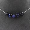Stones and Minerals. 5-bead Blue Tiger Eye Necklace 8 Mm. Stainless Steel Chain Necklace Women Men. Custom Size