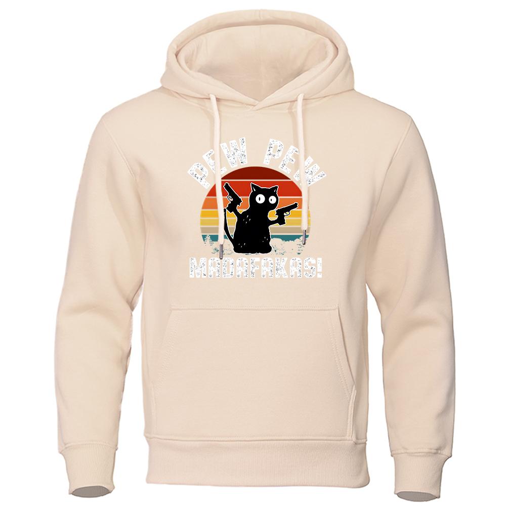 Pew Pew Madafakas Baby Black Cat с двумя пистолетами с капюшоном для мужчин, модные высококачественные толстовки с капюшоном, свободный спортивный костюм