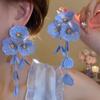 Light Luxury Big Flower Long Tassel Earrings Temperament Stud Earrings Jewelry Gifts