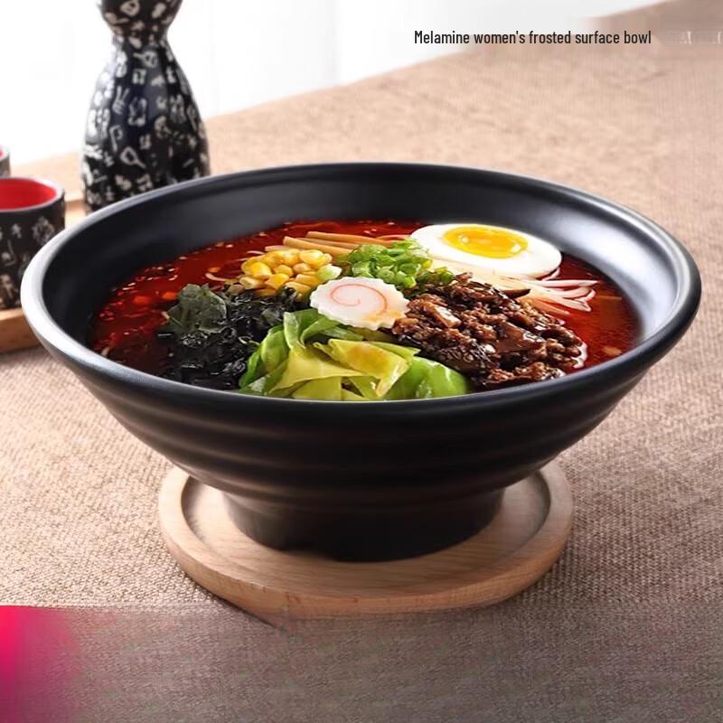 Japanese Style Black Frosted Melamine Ramen Bowl