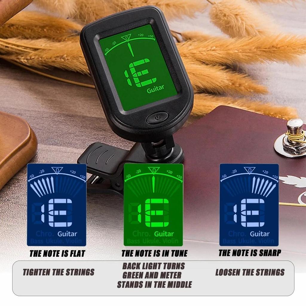 Guitar Clip-on LCD Tuner for Chromatic Acoustic Electric Bass Ukulele