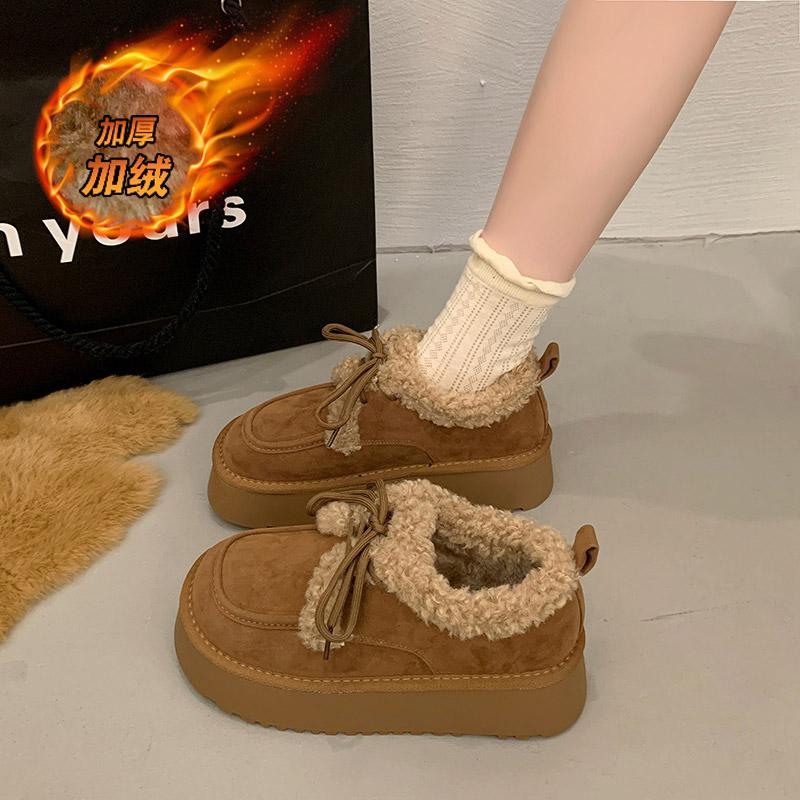 CRLAYDK Зимние новые женские ботинки на платформе для снега, сохраняющие тепло до щиколотки, замшевые ботинки с меховой подкладкой, женская обувь для прогулок и дома