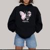 Autumn And Winter Sweater Butterfly Flower Print Hooded Shoulder Sleeve Fleece Sweater Women'S Top