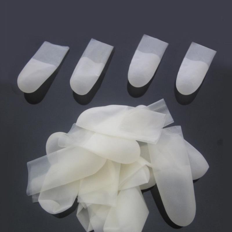 50 Pcs Non-slip Disposable Latex Finger Cots Transparent Frosting Dustless for Tattoo Handling Manicure DIY Handcraft Home Use