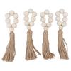 Napkin Ring Decorative Elegant Wood Beads Table Napkin Holder with Tassels for Party Wedding Home
