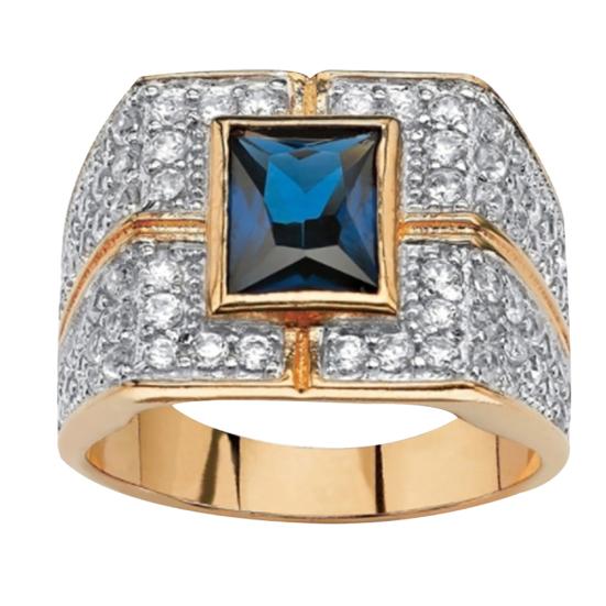 Мужское квадратное кольцо из искусственного сапфира со стразами, инкрустированное кольцо для вечеринки, клуба, ювелирное изделие, подарок