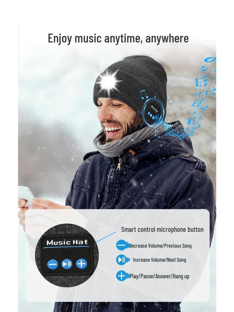 Новый стиль Bluetooth 5.4 Музыкальная стерео вязаная шапка для TikTok