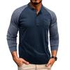 Men's Round Neck Ribbed Long Sleeved Bottoming Shirt Tough Guy Contrast Color Retro Button Men's T-shirt Top