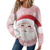 Женская мода Рождественский свободный топ с длинным рукавом и круглым вырезом