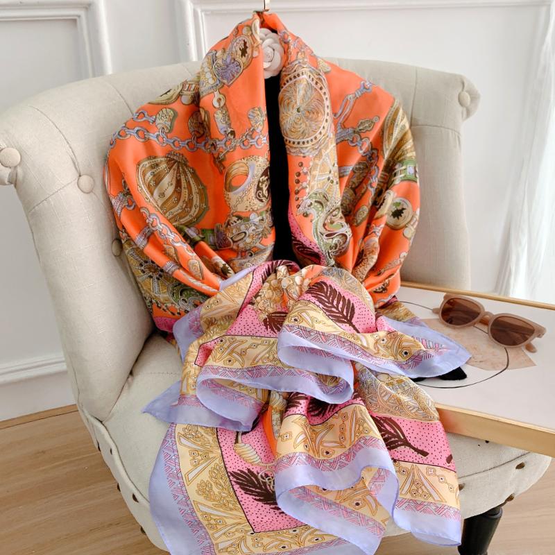 Luxury Brand Women Scarf Fashion Print Silk Scarves Summer Shawls And Wraps Soft Pashmina Lady Bandana Foulard Hijabs
