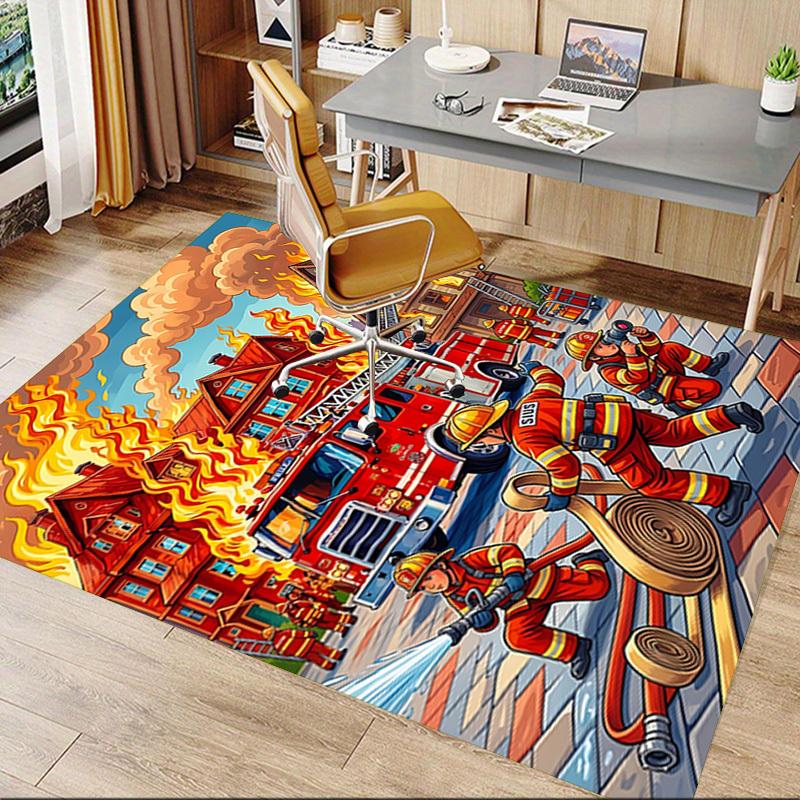 1PC firefighter firetruck Non-Slip Floor carpet, Office, family, bedroom, Studio - Large Area Rug, Decorative Mat, Longlasting Material-C0411