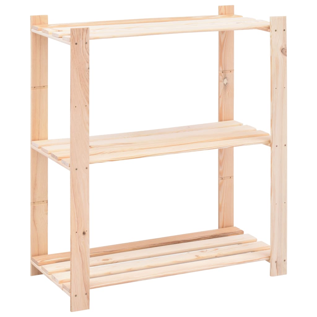 3 Shelf Storage Rack 80 * 38 * 90 cm Solid Pine Wood 150 kg Capacity