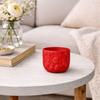 Red Easter flowerpot with rabbits, decorative spring cover