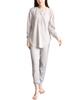 ON NISHIKI Long Sleeve Pajamas with Belly Top and Bottom Waffle Henley Long Loungewear Women's Wrap, Set, Spring/Autumn, Fabric, Stretch,