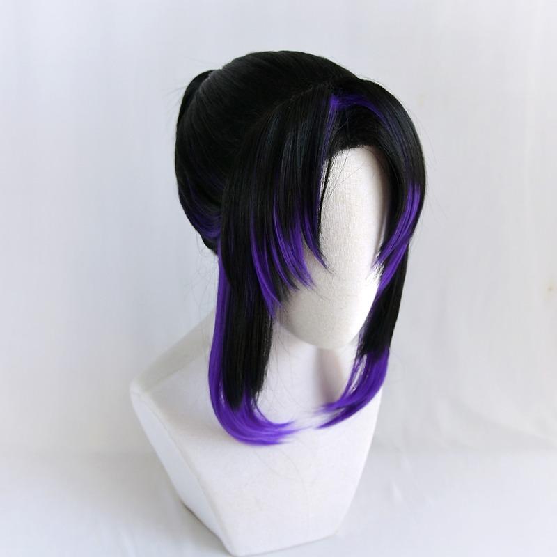 Япония Аниме Demon Slayer: Kimetsu no Yaiba Kochou Shinobu Косплей парик Kochou Shinobu Фиолетовый черный парик для волос костюмы + шпилька