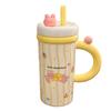 Cartoon Straw Cup Large Capacity Ceramic Drinking Cup with Lid  Cute Animal Breakfast Milk Cup  Souvenir
