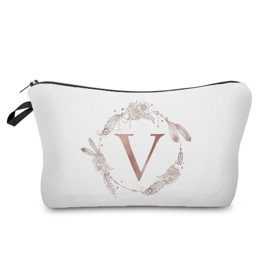 Женская косметичка с принтом букв Органайзер для туалетных принадлежностей Дорожный чехол для хранения