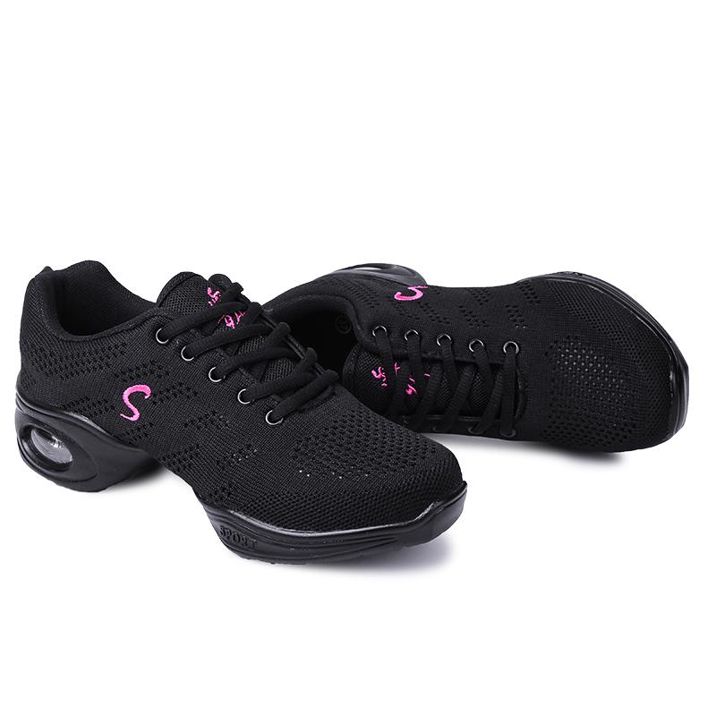 35-41 Туфли для современных танцев для женщин, сетка на мягкой подошве, вязаные, на среднем каблуке, балетные туфли для танцев, повседневная обувь